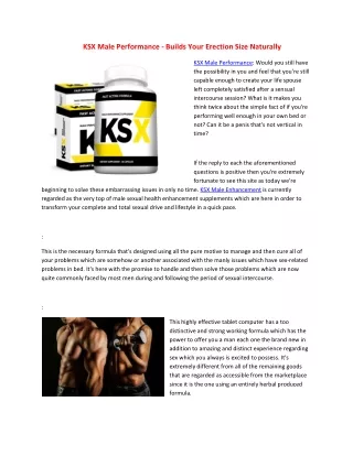 KSX Male Performance - Improves Sexual Stamina As Well As Endurance