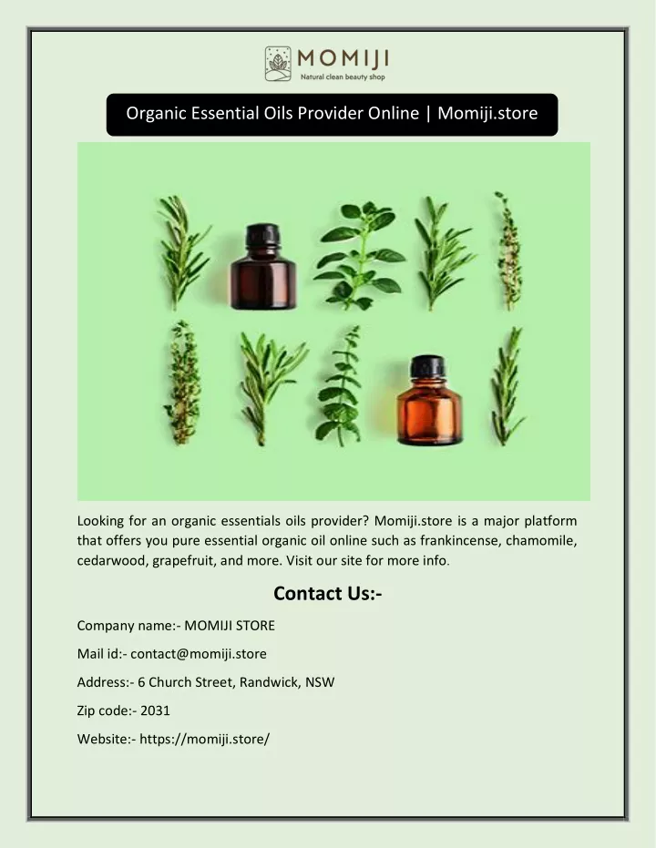 organic essential oils provider online momiji