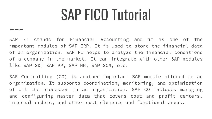 sap fico tutorial