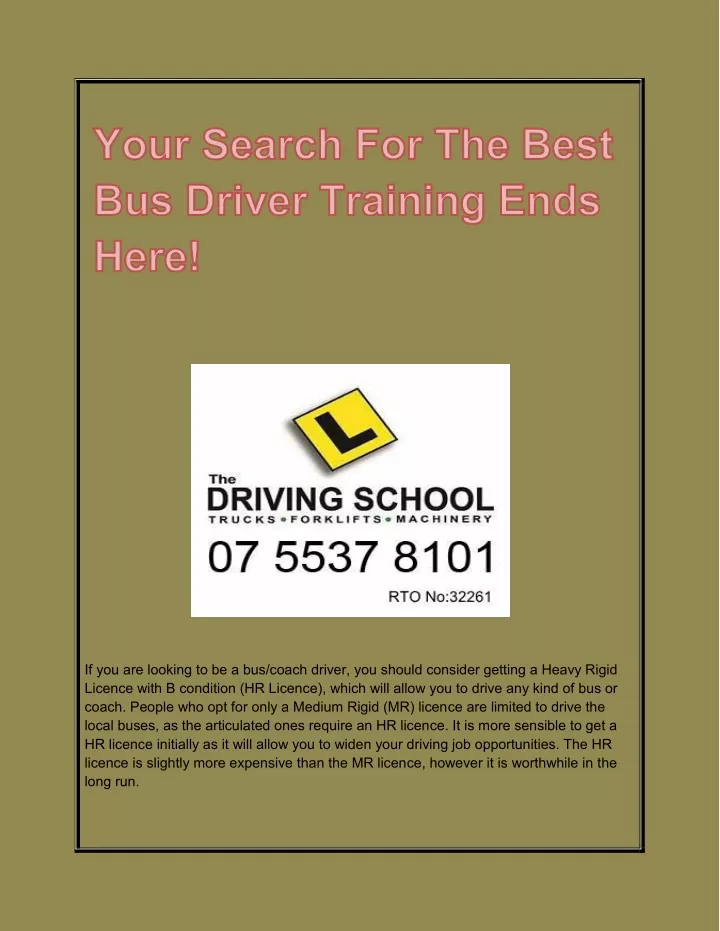 if you are looking to be a bus coach driver