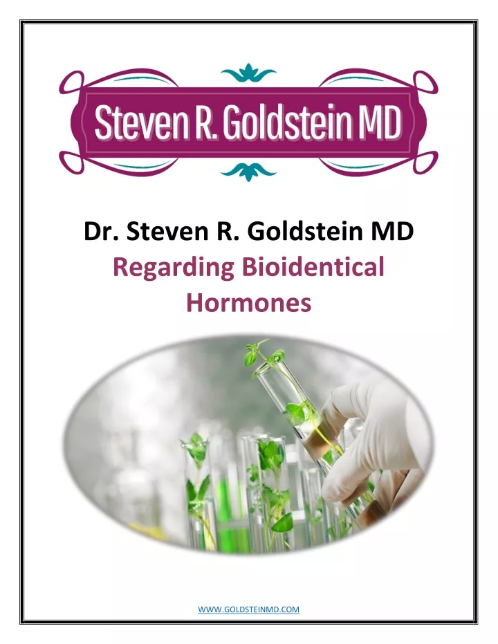 dr steven r goldstein md regarding bioidentical