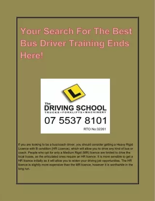 Searching For The Best Bus Driver Training In Australia