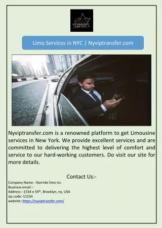 Limo Services in NYC | Nyviptransfer.com