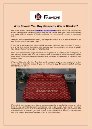 Why Should You Buy Givenchy Warm Blanket?