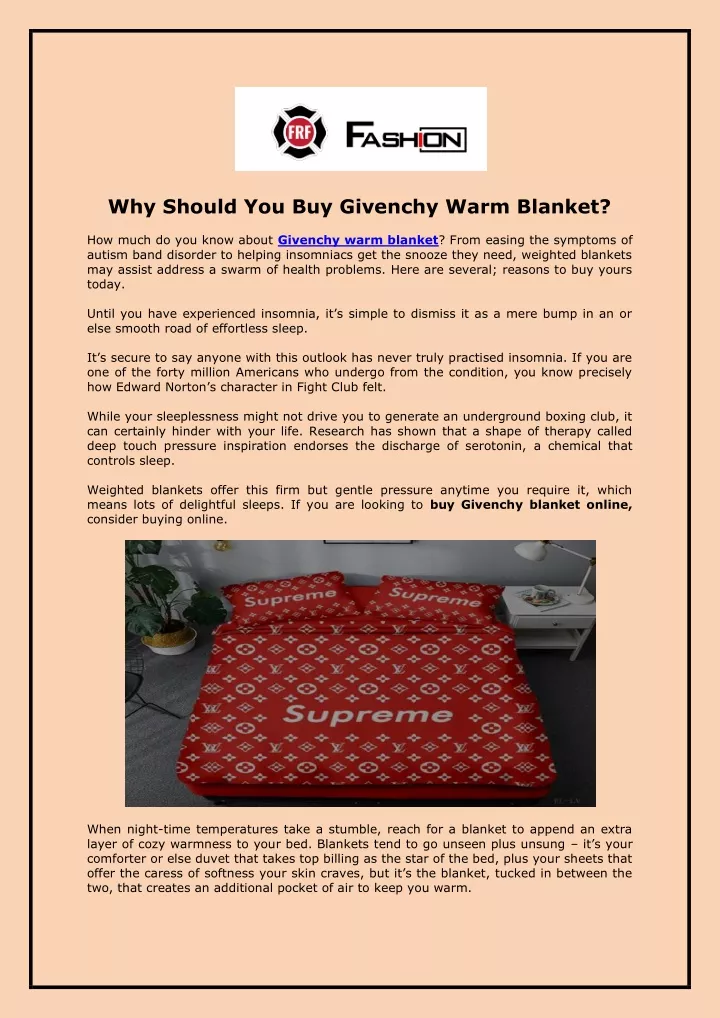 why should you buy givenchy warm blanket