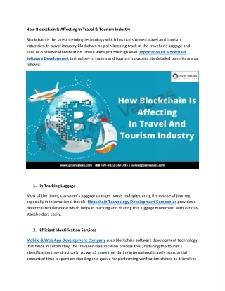 How #Blockchain Is Affecting In Travel & Tourism Industry