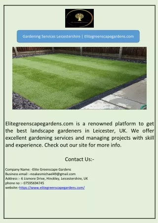 Gardening Services Leicestershire | Elitegreenscapegardens.com