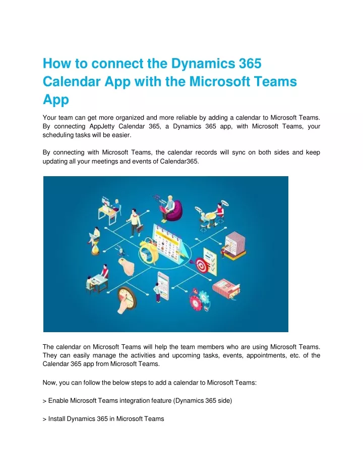 how to connect the dynamics 365 calendar app with the microsoft teams app