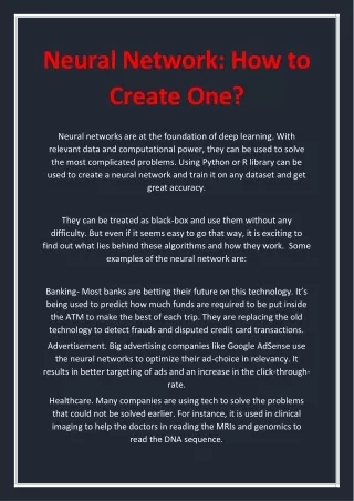 neural network how to create one