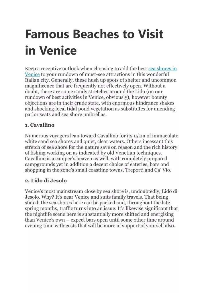 famous beaches to visit in venice