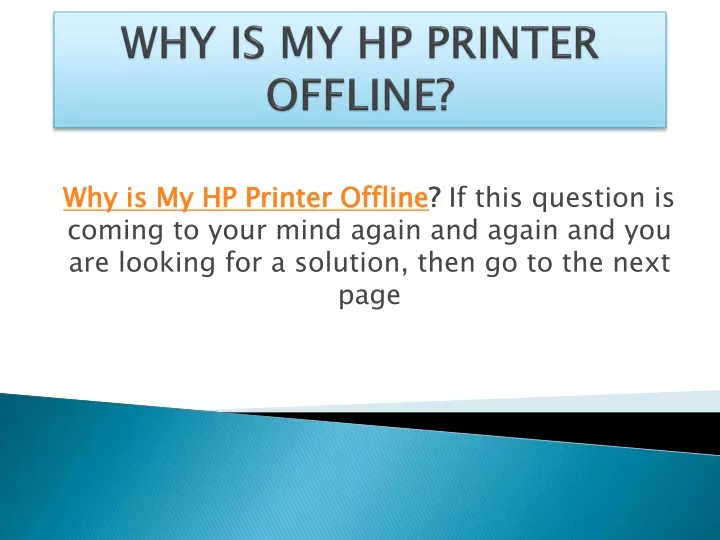 why is my hp printer offline