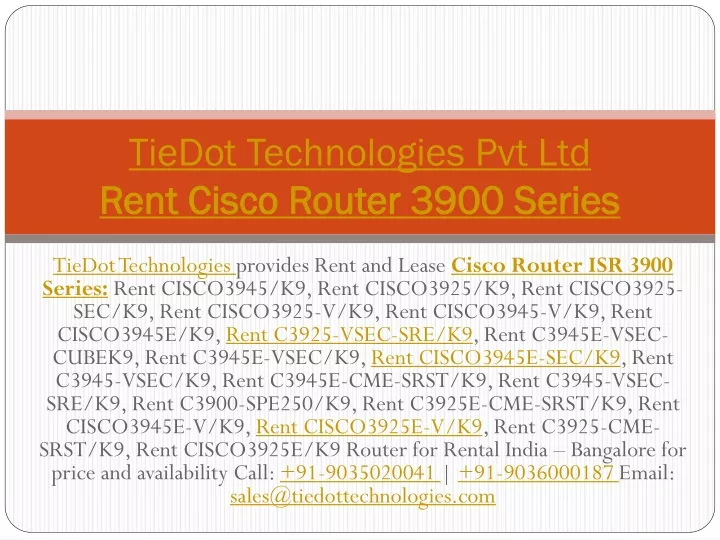 tiedot technologies pvt ltd rent cisco router 3900 series