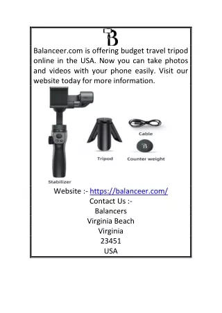 Budget Travel Tripod online USA | Balanceer.com