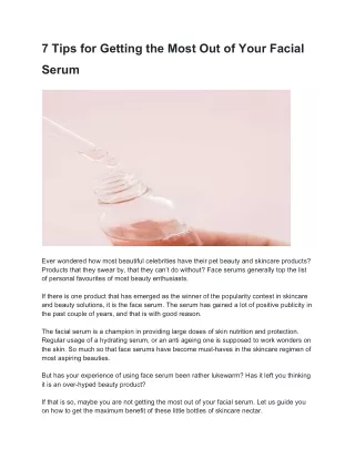 7 Tips for Getting the Most Out of Your Facial Serum