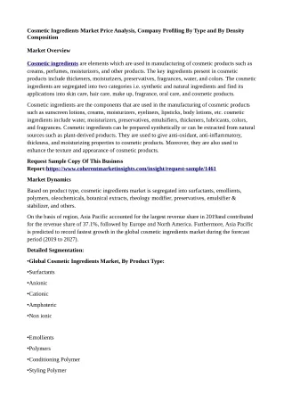 cosmetic ingredients market price analysis