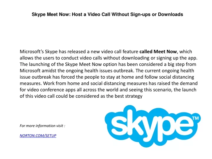 skype meet now host a video call without sign