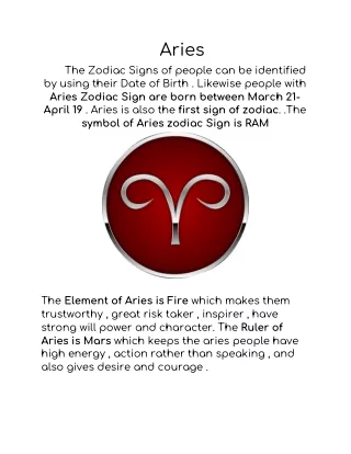 Aries-The first zodiac Sign and its Charcteristics