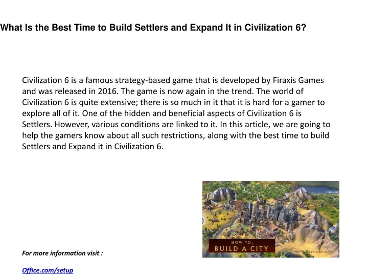 what is the best time to build settlers