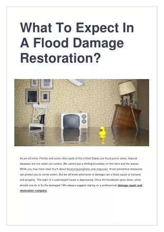 What To Expect In A Flood Damage Restoration?