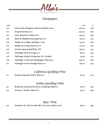 2021 Best Wine Lists New York - Albas Port Chester NY