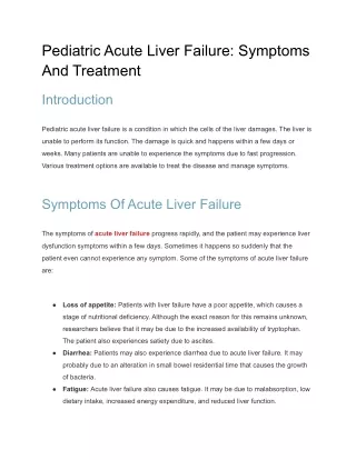 Pediatric Acute Liver Failure_ Symptoms And Treatment