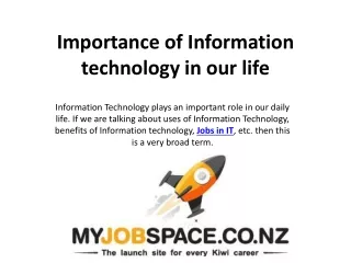 i mportance of information technology in our life