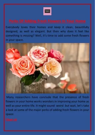 perks of adding fresh flowers in your home