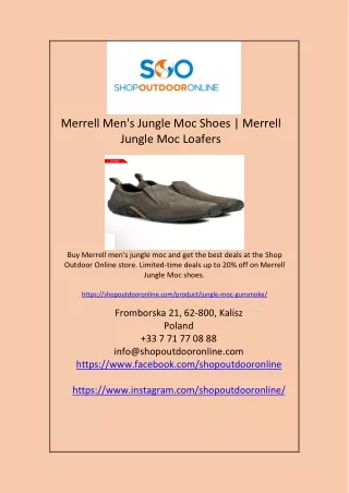 Merrell Men's Jungle Moc Shoes | Merrell Jungle Moc Loafers