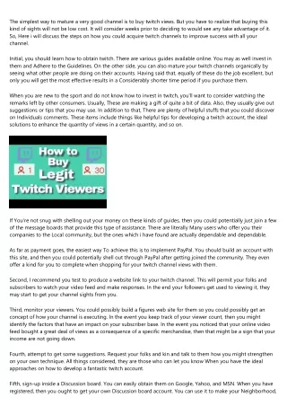 Obtain Twitch Channel Sights Using these Straightforward Recommendations