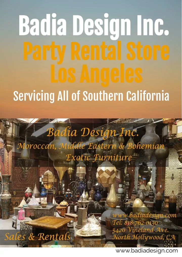 badia design inc party rental store los angeles