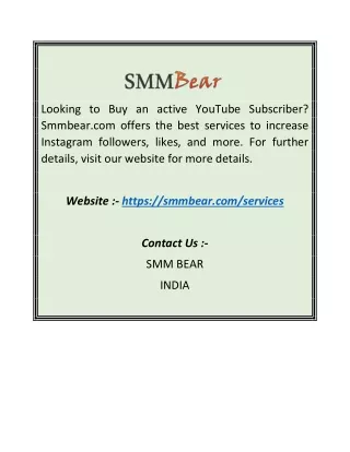 Buy Active Youtube Subscriber | Smmbear.com