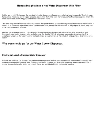 honest insights into a hot water dispenser with