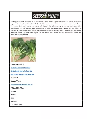 Asian Seeds Online in Australia | Seeds of Plenty