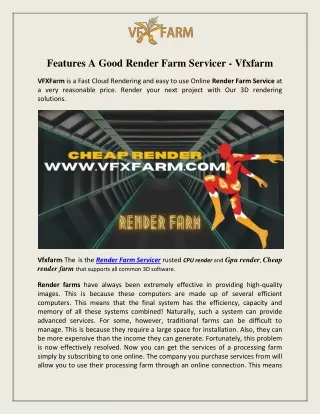 Render Farm Servicer