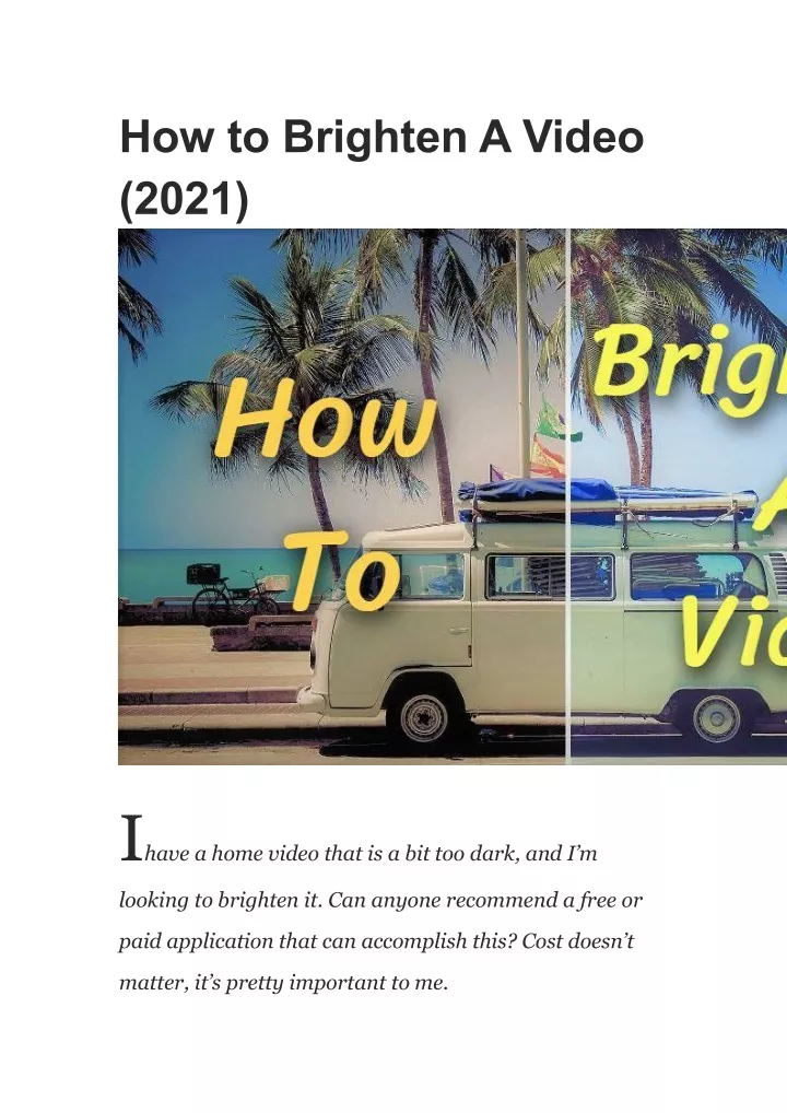 how to brighten a video 2021