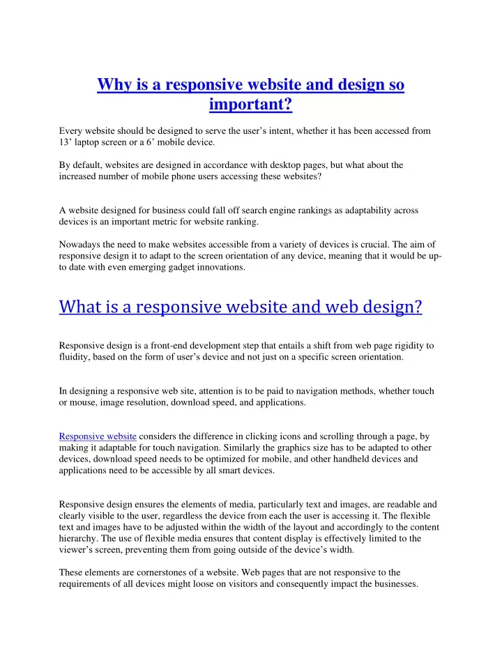 why is a responsive website and design