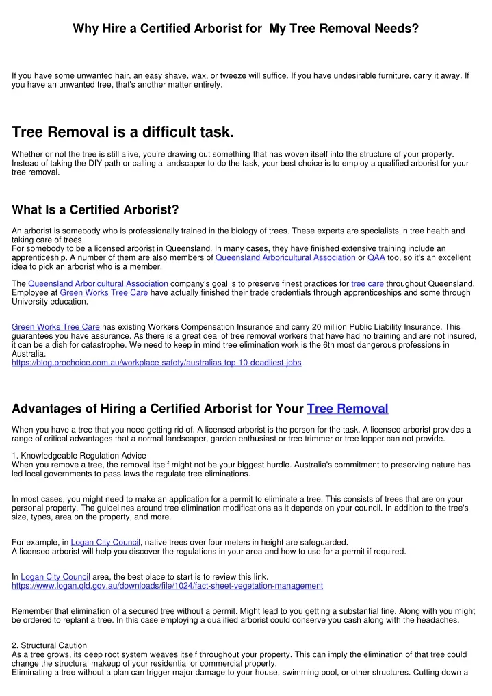 why hire a certified arborist for my tree removal