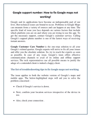 google support number how to fix google maps