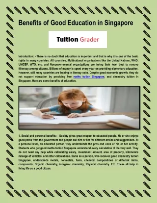 Benefits of Singapore Education System