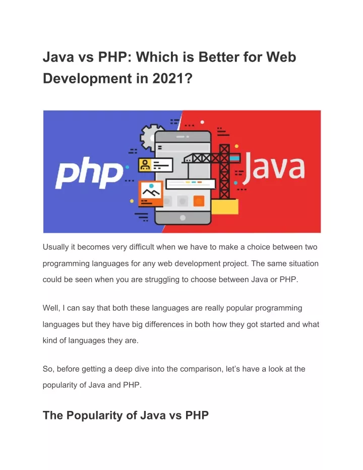 java vs php which is better for web development