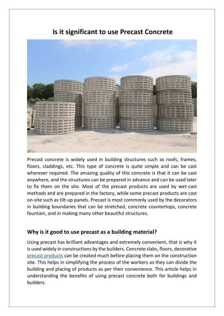 is it significant to use precast concrete
