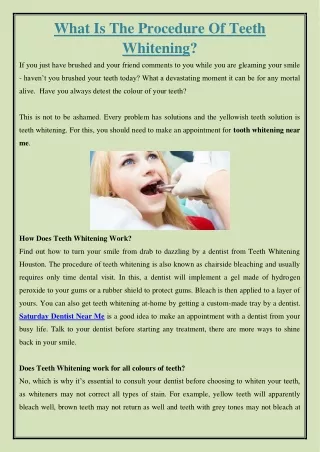 what is the procedure of teeth whitening