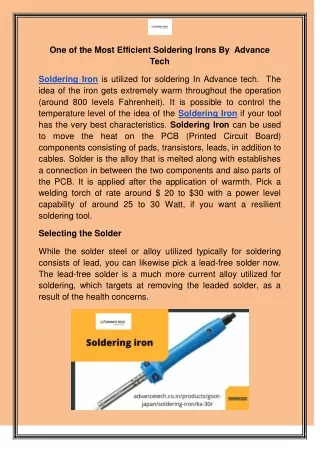 one of the most efficient soldering irons