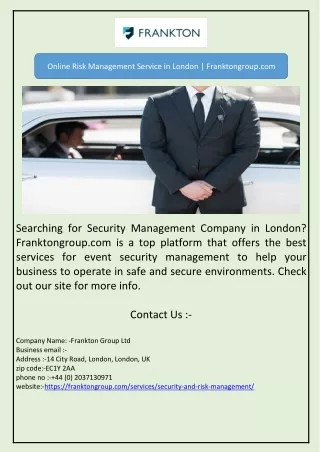 Online Risk Management Service in London | Franktongroup.com