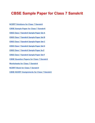 cbse sample paper for class 7 sanskrit