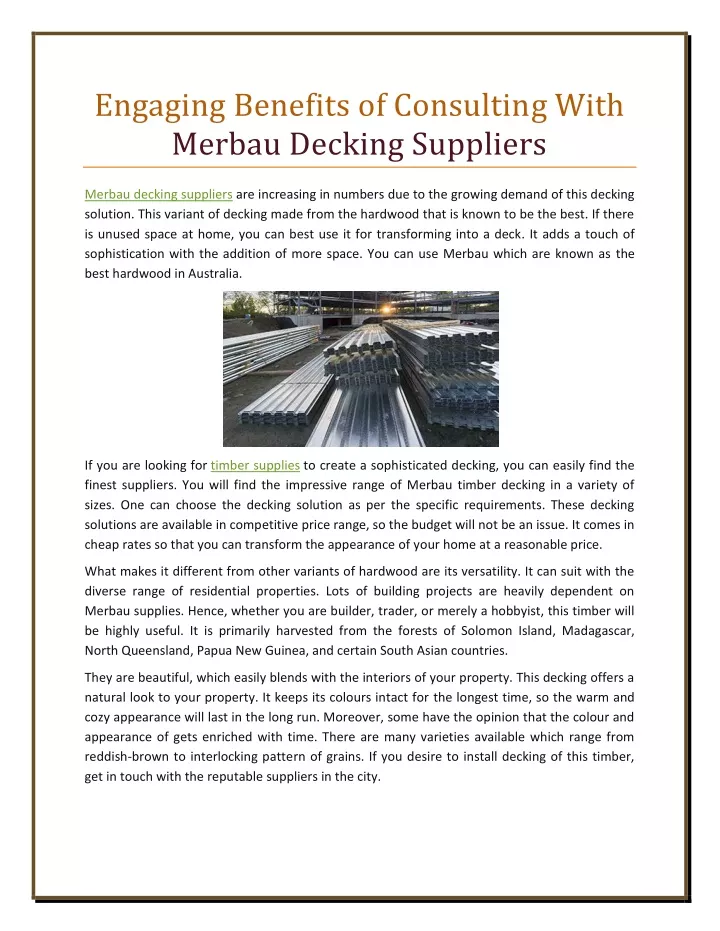 engaging benefits of consulting with merbau