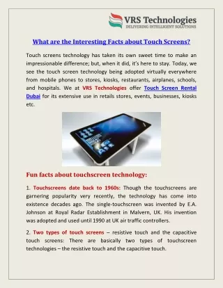 what are the interesting facts about touch screens