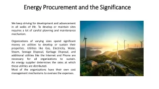 Energy Procurement and the Significance