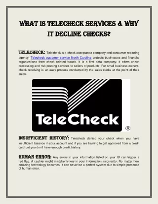 What is TeleCheck Services And Why It Decline Checks?