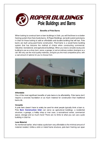 Benefits of Pole Barns